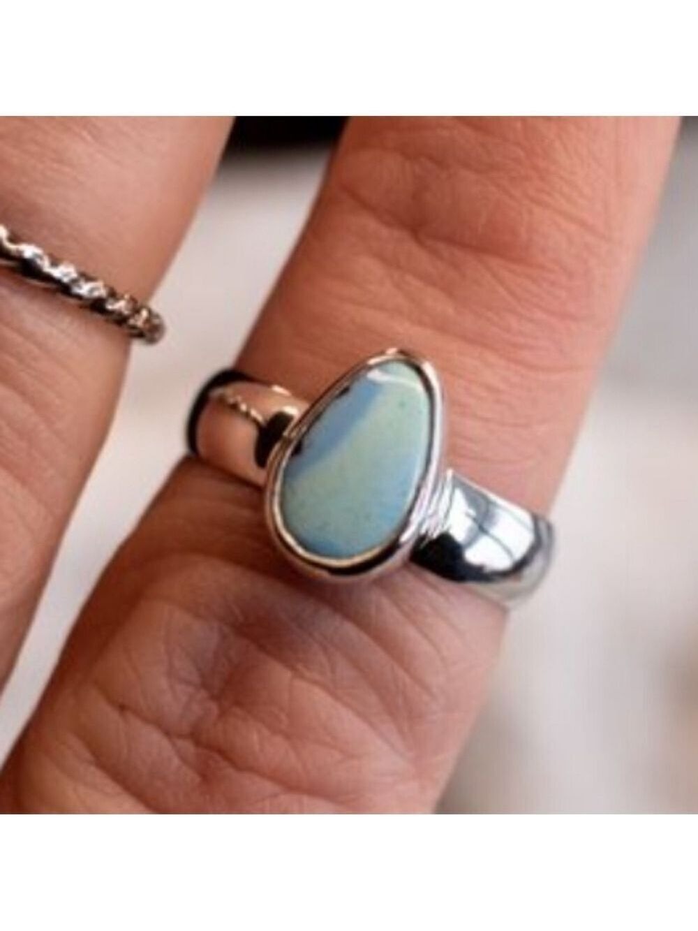 Handmade golden hills turquoise sterling silver ring